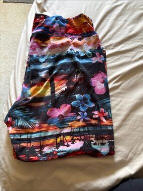 No Boundaries Black Floral Leggings with Blue and Pink Accents